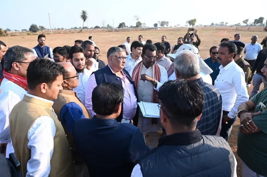 Rajesh Agrawal with officers on the open fairground